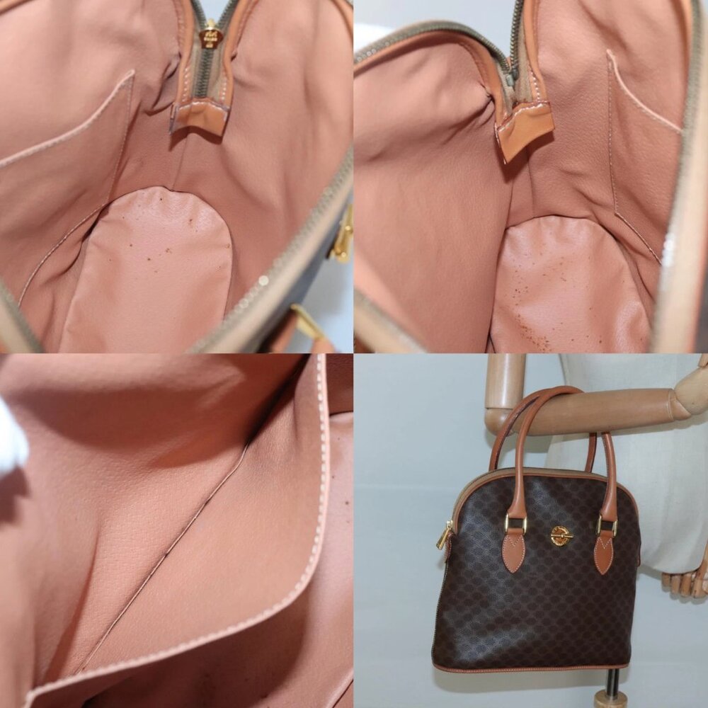 CELINE Macadam Canvas Hand Bag PVC Leather Brown Gold Auth gh019 - Picture 13 of 14